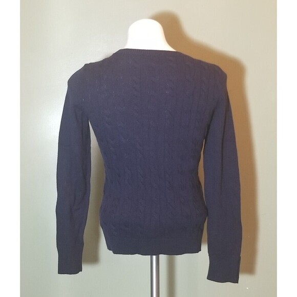 Talbots Womens Sweater Lambswool Blend Cable Knit Pullover Dark Navy Blue XS NWT - Picture 3 of 12